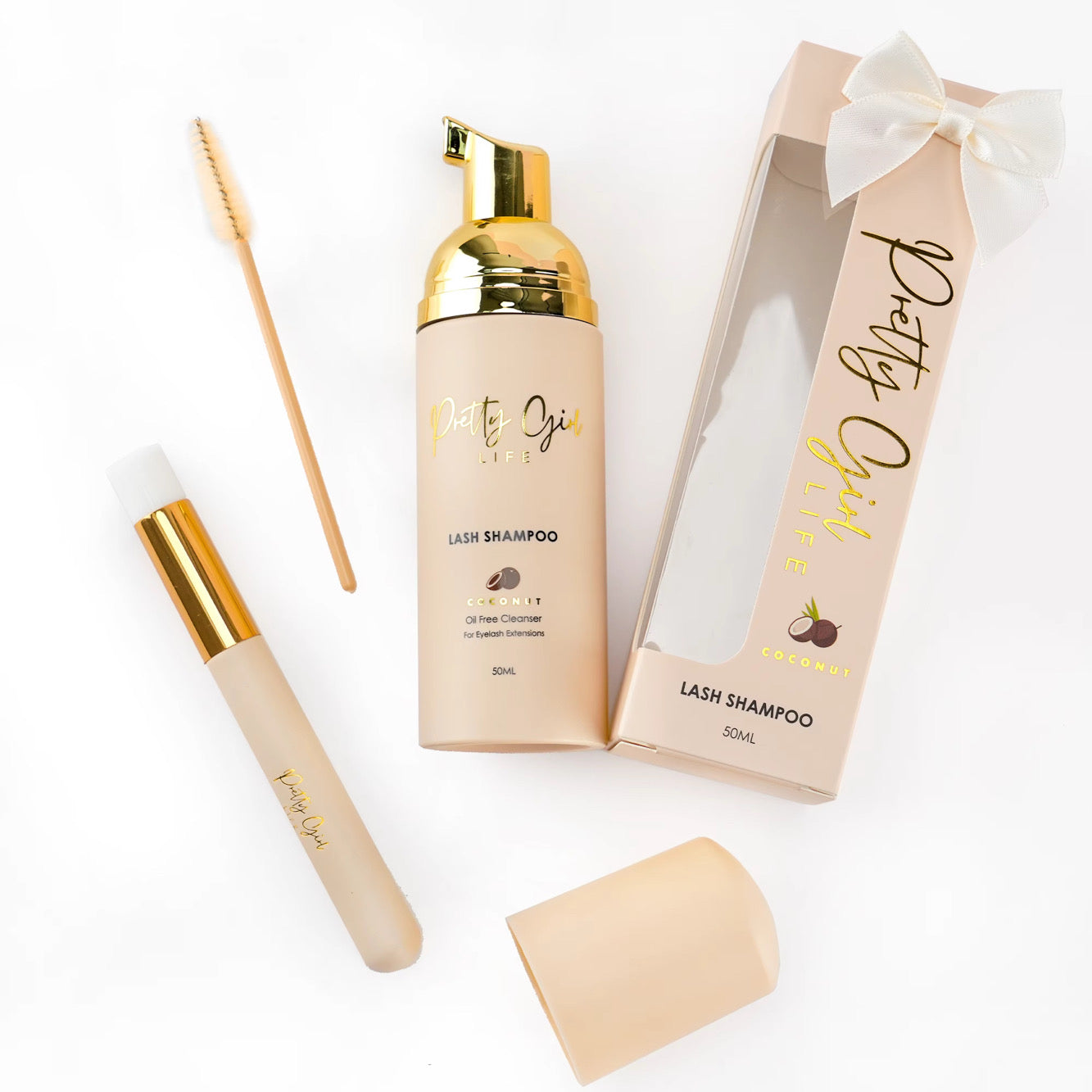Eyelash Shampoo Foam Coconut Scented with Brush