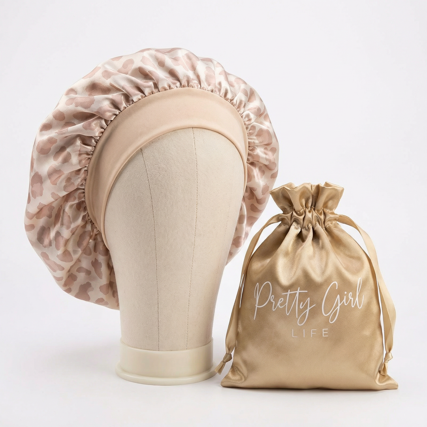 Satin Double Layer Leopard Print Bonnet